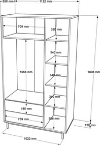 Armadio Guardaroba Con Barra Appendiabiti 3 Ante 2 Cassetti Legno Ocean