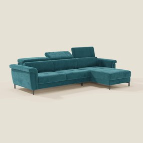 Capri Divano letto angolare con penisola contenitore e poggiatesta reclinabili - elegante tessuto smacchiabile T30