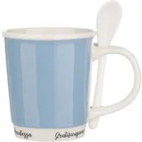 Mug azzurra 400 ml con cucchiaino