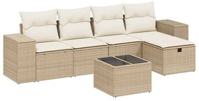 Set divano da giardino 6 pz con cuscini beige in polyrattan