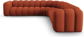 Divano angolare componibile color mattone con rivestimento in ciniglia Lupine – Micadoni