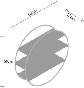 Mensola A Parete Tonda D62 Cm Stile Industrial In Ferro E Legno Naturale Tulipa