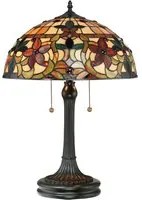 Lampada Da Scrivania Tiffany Kami Metallo Bronzo Vintage 2 Luci E27