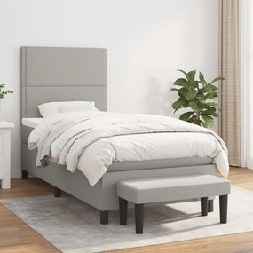 Giroletto A Molle Con Materasso Grigio Chiaro 90x200 Cm Tessuto /