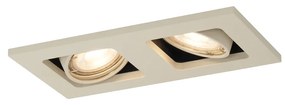 Faretto da incasso moderno beige GU10 50 mm girevole e orientabile 2 luci - Qure