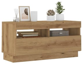 Mobile Tv Con Luci Led Artigianale 80x35x40cm Legno Multistrato /