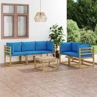 Set Salotto da Giardino 6 pz con Cuscini Blu Chiaro 3065065