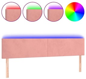Testiera a led rosa 180x5x78/88 cm in velluto
