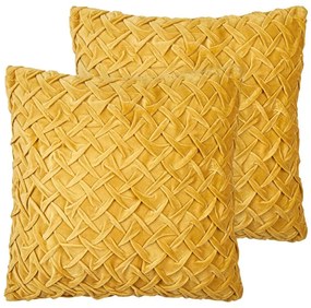 Set di 2 cuscini velluto giallo 45 x 45 cm CHOISYA Beliani