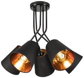 Lampadario a sospensione con supporto rigido IRMA 5xE27/60W/230V nero