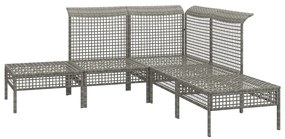 Set divani da giardino 5 pz con cuscini in polyrattan grigio