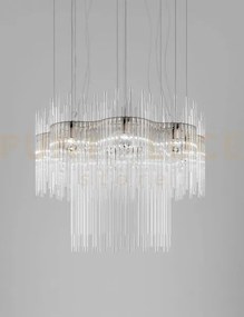 Diadema sospensione c_2 cristallo bronzo satinato 8 luci attacco e27