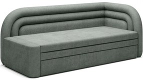 Divano verde allungabile/con contenitore con penisola a destra e rivestimento in ciniglia 223 cm Fabillo – ELTAP