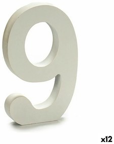 Numeri 9 Legno Bianco (1,8 x 21 x 17 cm) (12 Unità)