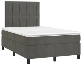 Giroletto a molle con materasso grigio scuro 120x200 cm velluto