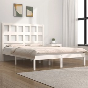 Letto Senza Materasso Bianco 140x190 Cm Legno Massello Di Pino /