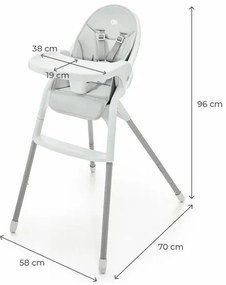 KINDERKRAFT - Sedia da pranzo per bambini 2in1 DINNLY grigio