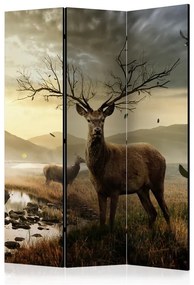 Paravento  Deers by mountain stream [Room Dividers]  Colore Grigio, Dimensioni e Misure 135x172