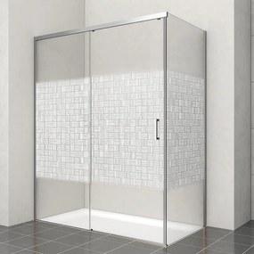 Porta doccia scorrevole L 158-159.5 cm x H 200 cm per nicchia in vetro smerigliato SP. 6 mm, profilo lucido cromo, serie Jazz
