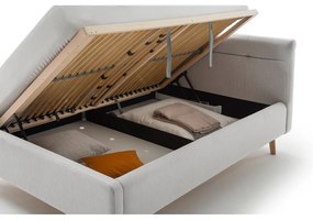Letto matrimoniale imbottito grigio chiaro con contenitore con rete inclusa 140x200 cm Lotte – Meise Möbel