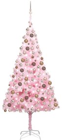 Albero di Natale Preilluminato con Palline Rosa 240 cm PVC