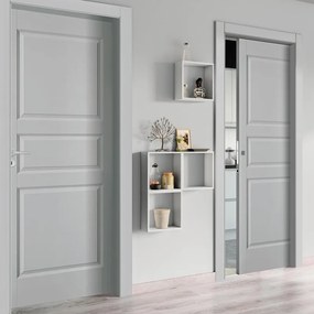 Porta interna a battente New York in MDF colore grigio, L 80 x H 210 cm, apertura a destra