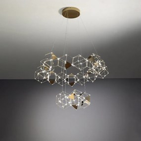 Lampadario A Sospensioni Moderno Lucciola Pro Metallo Oro Led 96W 2 Livelli