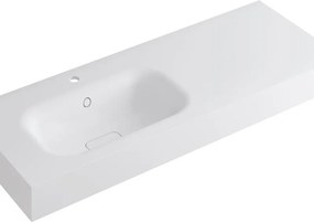 Lavabo a incasso rettangolare vasca a sinistra L 120.5 x H 15 x P 46 cm in resina bianco lucido