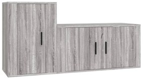 Set Mobili Porta TV 2 pz Grigio Sonoma in Legno Multistrato