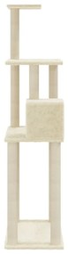 Albero per gatti con tiragraffi in sisal crema 147 cm