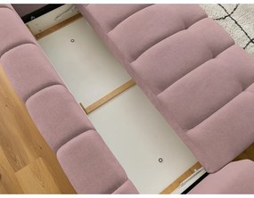 Divano rosa allungabile e con contenitore rivestito in ciniglia 251 cm Fuji – Bobochic Paris