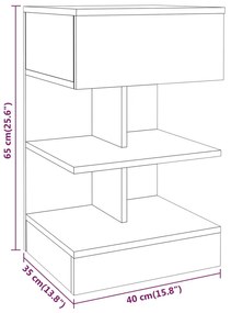 Comodini 2 pz Rovere Fumo 40x35x65 cm in Legno Multistrato