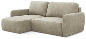 Divano angolare beige allungabile/con contenitore (con penisola a sinistra/con chaise lounge) con rivestimento in ciniglia Lilo – Makamii