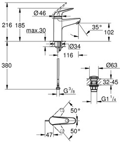 GROHE 24327001 - Miscelatore lavabo SWIFT, misura M, cromo lucido