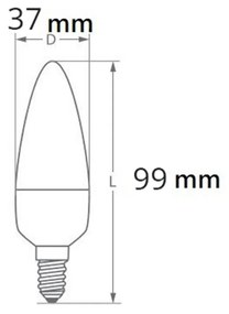 Lampadina LED E14 6W, 12/24V AC/DC, C37 Colore Bianco Caldo 3.000K