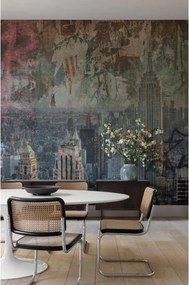 Fotomurale GRANDECOLIFE New, rosa, blu, grigio, verde 371X280 cm