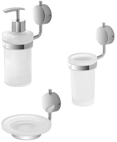 Set accessori a muro 3 pezzi in acciaio cromato e viti incluse Plaza