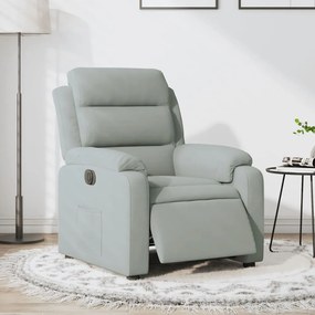 Poltrona Elettrica Reclinabile Grigio Chiaro İn Vera Pelle /
