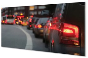 Quadro in vetro acrilico Auto Light Traffic Jam Street City 100x50 cm