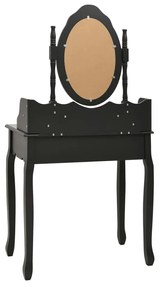 Tavolo da trucco con sgabello nero 75x69x140 cm legno paulownia