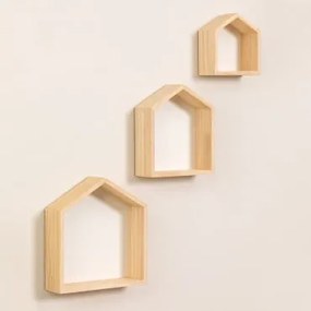 Set di 3 Mensole da parete in legno di pino Menlo Kids Marrone Legno - Sklum