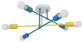 Lampadario a plafone CAMBRIDGE 6xE27/20W/230V blu/giallo