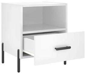 Comodini 2 pz Bianco Lucido 40x35x47,5 cm in Legno Multistrato