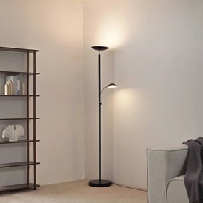 Lindby Lampada a LED da pavimento Malea, 180 cm, nero, braccio di lettura