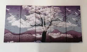 Quadri 5 pezzi – Albero inondato di nuvole