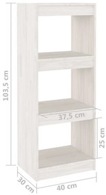 Libreria/Divisorio Bianco 40x30x103,5 cm Legno Massello di Pino