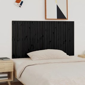 Testiera Da Parete Nera 166x3x90 Cm İn Legno Massello Di Pino /