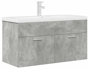 Mobile Da Bagno Con Lavabo Integrato E Rubinetto Grigio Cemento /
