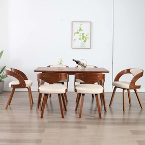 Sedie Da Pranzo 6 Pz Crema İn Legno Piegato E Similpelle /