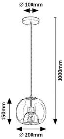 Rabalux 72132 - Lampadario a sospensione con filo CAMEO 1xE27/60W/230V